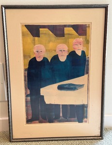 lot 44 image: Vintage Framed Art Print Hasidic Legends II Three Patriarchs by Nicholas Werkman