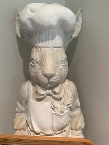 lot 49 image: Decorative Chalkboard with Rabbit Chef Figurine