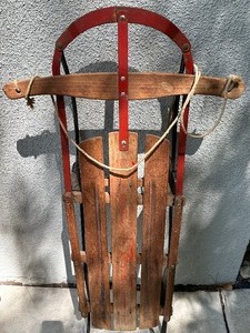 lot 54 image: Vintage Wooden and Metal Sled