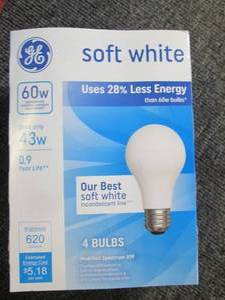8 packages 0f 4 GE soft white light...