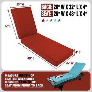 Sundale Outdoor Waterproof Olefin Chaise Lounge Cushion