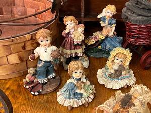 lot 19 image: Dcor Wood Shelf, Basket, Figurines and More