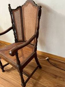 lot 40 image: Antique Wingback Walnut Cane Chair