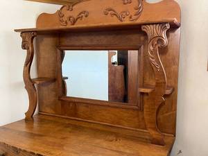 lot 48 image: Antique Wood Buffet (Dresser)  with Mirror