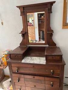 lot 72 image: Antique Wood with Marble Dresser