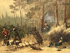 lot 98 image: Vintage Bear Hunt Print