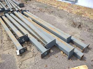 lot 56 image: (9) 5x5 & 5.5x5.5 Steel Tube Posts,...