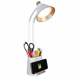lot 56 image: OttLite LED Desk Space Organizer Lamp - 3 Brightness Levels Storage Charger