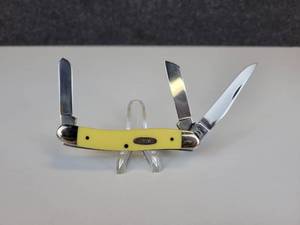 lot 862 image: W.R. Case & Sons Cutlery Co. - Medium Stockman 3 Blade Pocket Knife, Synthetic Yellow Handle,  3318 CV, Item No. 035
