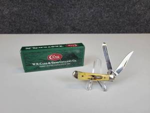 lot 861 image: W.R. Case & Sons Cutlery Co. - Tiny Trapper 2 Blade Pocket Knife, Bone Stag Handle,  6.52154 SS, Item No. 03595
