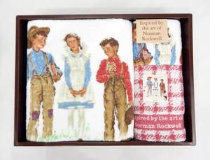 lot 155 image: Vintage Norman Rockwell Young Mans Fancy 3 Towel Set