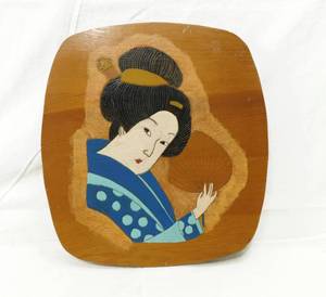 lot 76 image: Japanese Geisha Girl Image on Wood