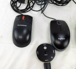 lot 113 image: Lot of  GE Mini USB and 4 Wired Computer Mouse