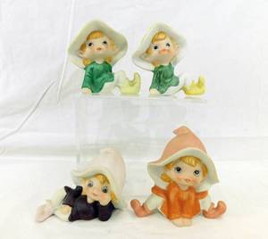 lot 64 image: Lot of 4 Vintage HOMECO Pixie Elves Fairies