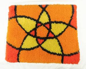 lot 17 image: Vintage 1970s Geometric Latch Hook Wall Hanging.