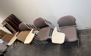 10 Piretti Stacking Chairs with Folding Tablet Arms
