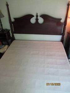 lot 95 image: FullQueen sized Headboard, metal bedframe and boxspring
