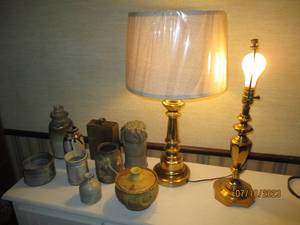 lot 156 image: Two brass tone table lamps