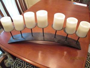 lot 37 image: Very heavy metal decorative 7-space candelabra