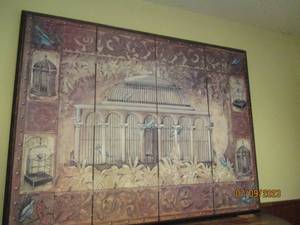 lot 38 image: Very intricately detailed painting of Bird cages
