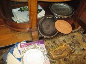 lot 42 image: Collection of silver toned serving platters
