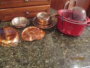 lot 53 image: Copper toned Cookware