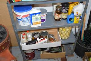 lot 229 image: Metal Garage shelf including contents