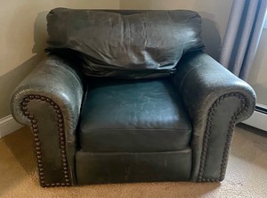 lot 128 image: Leather Chairs and Ottoman