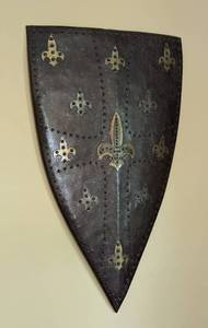 lot 79 image: Replica Medieval Iron Shield with Fleur de Lis Design
