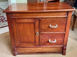 lot 130 image: Vintage Wooden Cabinet with 2 Drawers