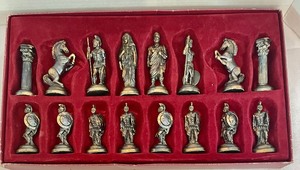 lot 137 image: Solid Metal Roman Chess Markers