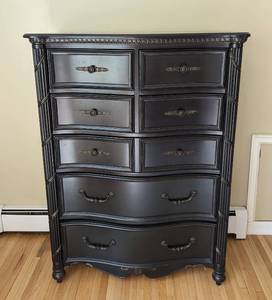 lot 81 image: Curved Black Wood Dresser