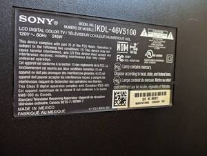 lot 95 image: Sony Bravia 46 TV