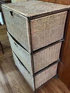 lot 167 image: Three Drawer Wicker Storage Unit