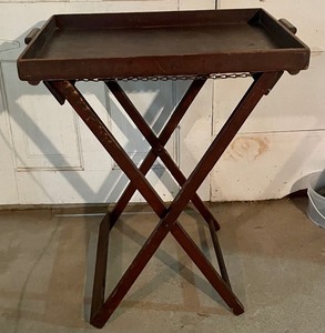 lot 201 image: Vintage Wooden Tray with Stand