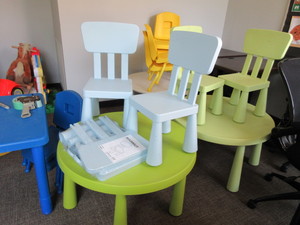 lot 824 image: IKEA MAMMUT SERIES TABLE AND CHAIRS FOR KIDS