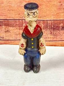 lot 7 image: Popeye Cast Iron Bank 5  Inches Tall