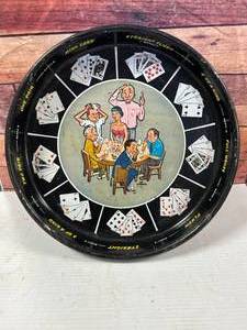 lot 16 image: 1960s Poker Metal Tray 13 Inch Diameter