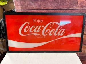 lot 27 image: Coca Cola Metal Framed Sign 13x25