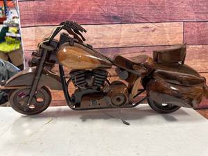 lot 31 image: Large (21 inches long) Custom Made Mahogany Motorcycle