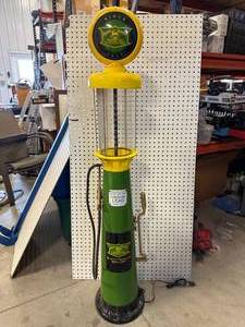 lot 32 image: John Deere Lighted Gas Pump 56 Inches Tall