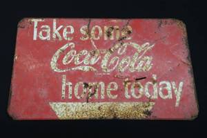 lot 49 image: VERY VINTAGE TIN COCA-COLA SIGN