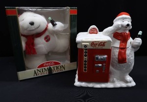 lot 63 image: VINTAGE COCA-COLA LOT COOKIE JAR AND ANIMATION TOY