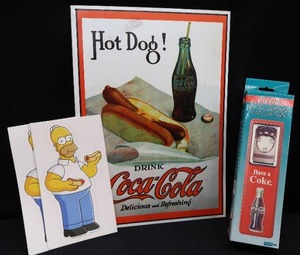 lot 109 image: HAVE A COKE AND A HOT DOG  SIGN AND BOTTLE OPENER