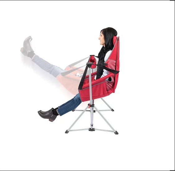 lot 242 image: NEW Members Mark Swing Lounger Camp Chair, 300 lbs. capacity - Jester Red