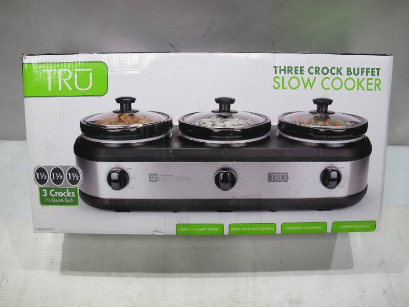 TRU Three Crock Buffet Slow Cooker WAREHOUSE - Bunting Online Auctions