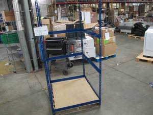 lot 198 image: Adjustable Blue Metal Frame Built to Fit Onto Pallets - Perfect for Projects