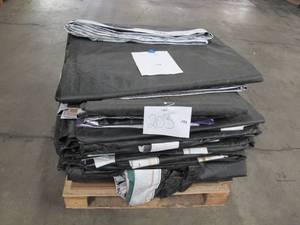 lot 203 image: Pallet of 25 Large Reused Lightweight PE Billboard Tarps