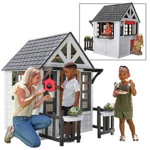 lot 206 image: KidKraft Lakeside Bungalow Wooden Playhouse, White
