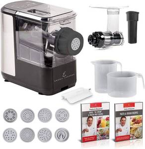 lot 250 image: NEW EMERIL LAGASSE Pasta & Beyond, Automatic Pasta and Noodle Maker with Slow Juicer - 8 Pasta Shaping Discs Black